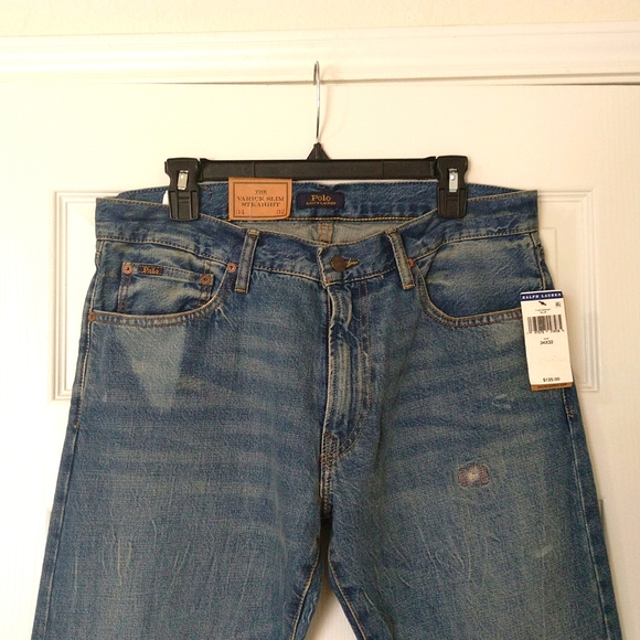 Polo Ralph Lauren the varick men's slim straight leg low rise light blue jeans - Picture 2 of 10